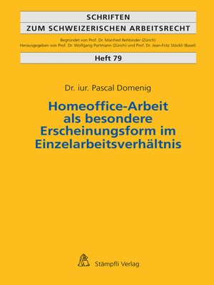 cover image of Homeoffice-Arbeit als besondere Erscheinungsform im Einzelarbeitsverhältnis
